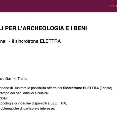 Corso su analisi sui materiali per l’archeologia e i beni culturali con il Sincrotrone ELETTRA a Trieste