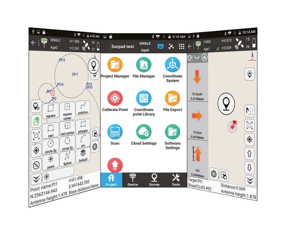 FOIF mod. SurPad, software per controller Android gestisce in un solo file di lavoro stazioni totali e/o gnss FOIF