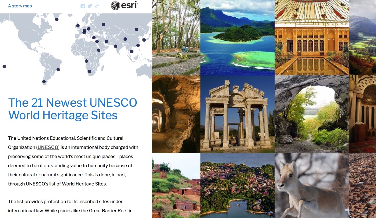 La mappa dei 21 nuovi siti del patrimonio mondiale dell'UNESCO