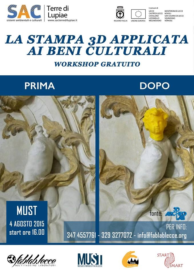 La stampa 3D per Beni Culturali, Workshop gratuito a Lecce