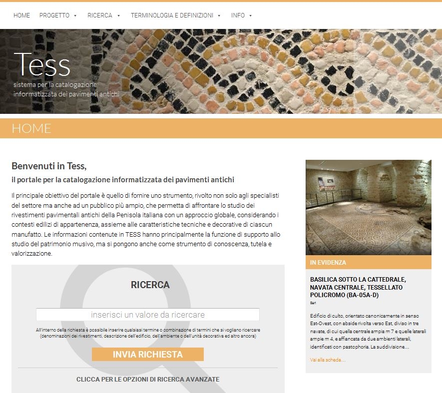 TESS: un sistema di catalogazione informatizzato dei rivestimenti pavimentali antichi