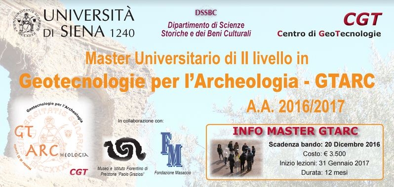 Master di II livello in Geotecnologie per l’Archeologia (GTARC) 2016-2017