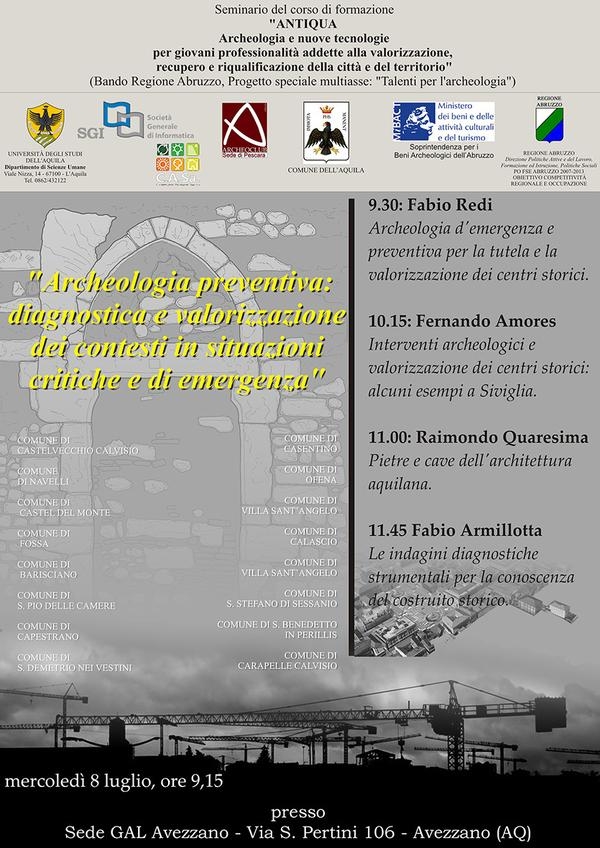 Archeologia preventiva: diagnostica e valorizzazione dei contesti in situazioni critiche e di emergenza